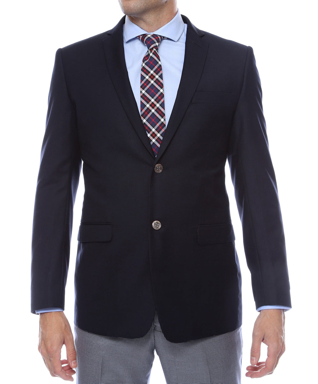 Finn Gold Button Slim Fit Navy Blazer-0