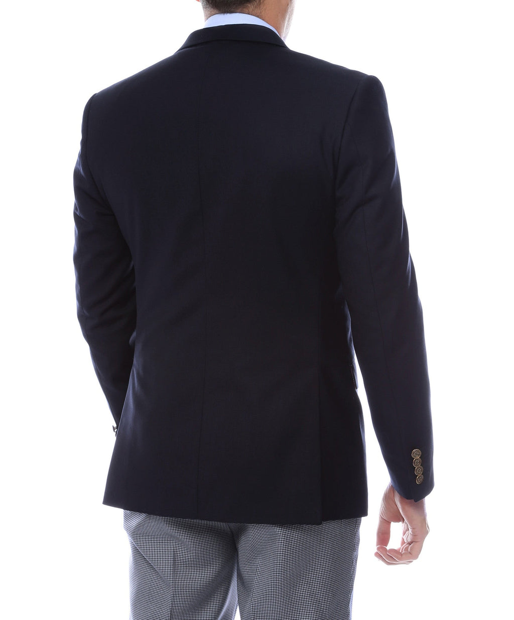 Finn Gold Button Slim Fit Navy Blazer-1
