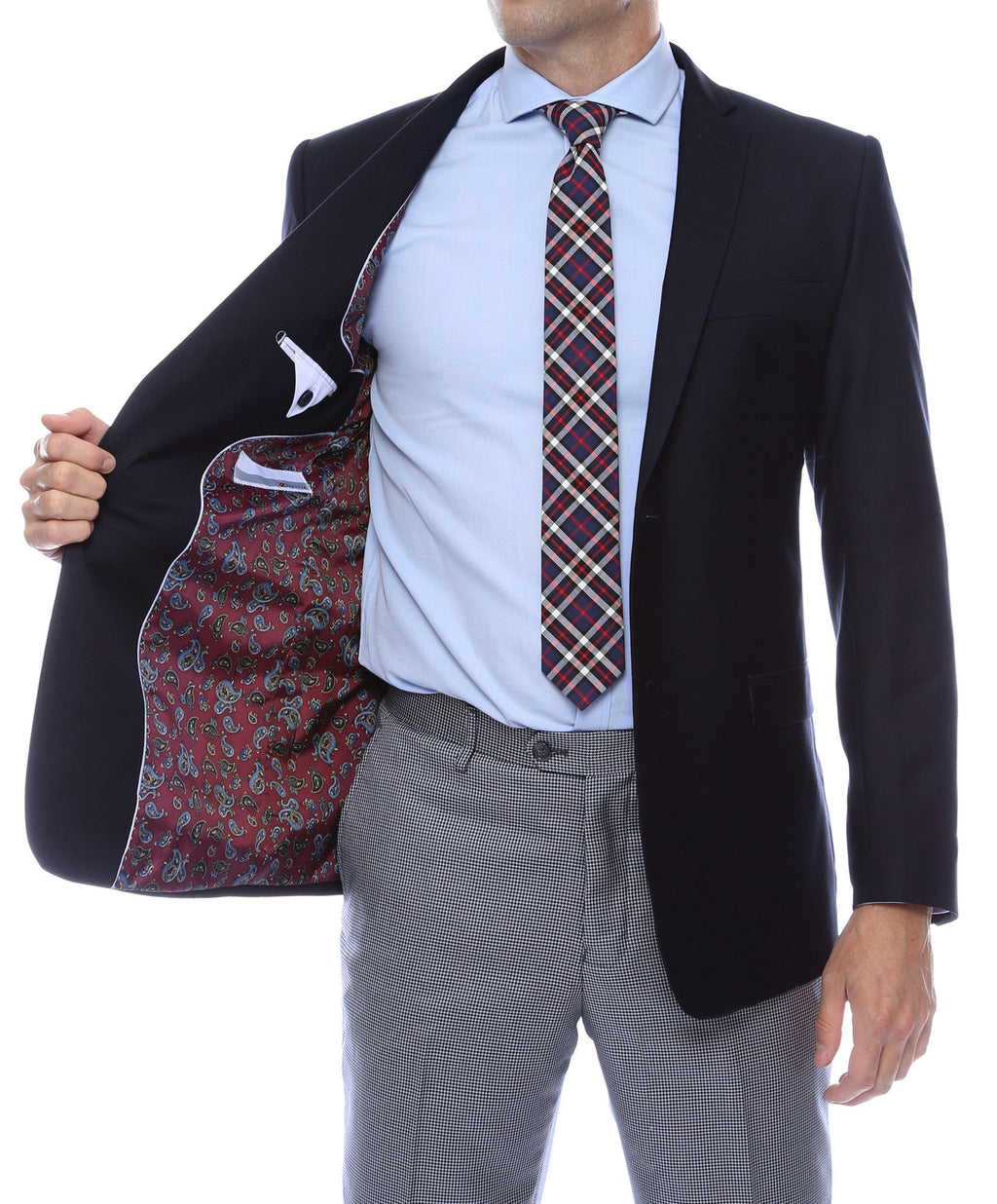 Finn Gold Button Slim Fit Navy Blazer-2