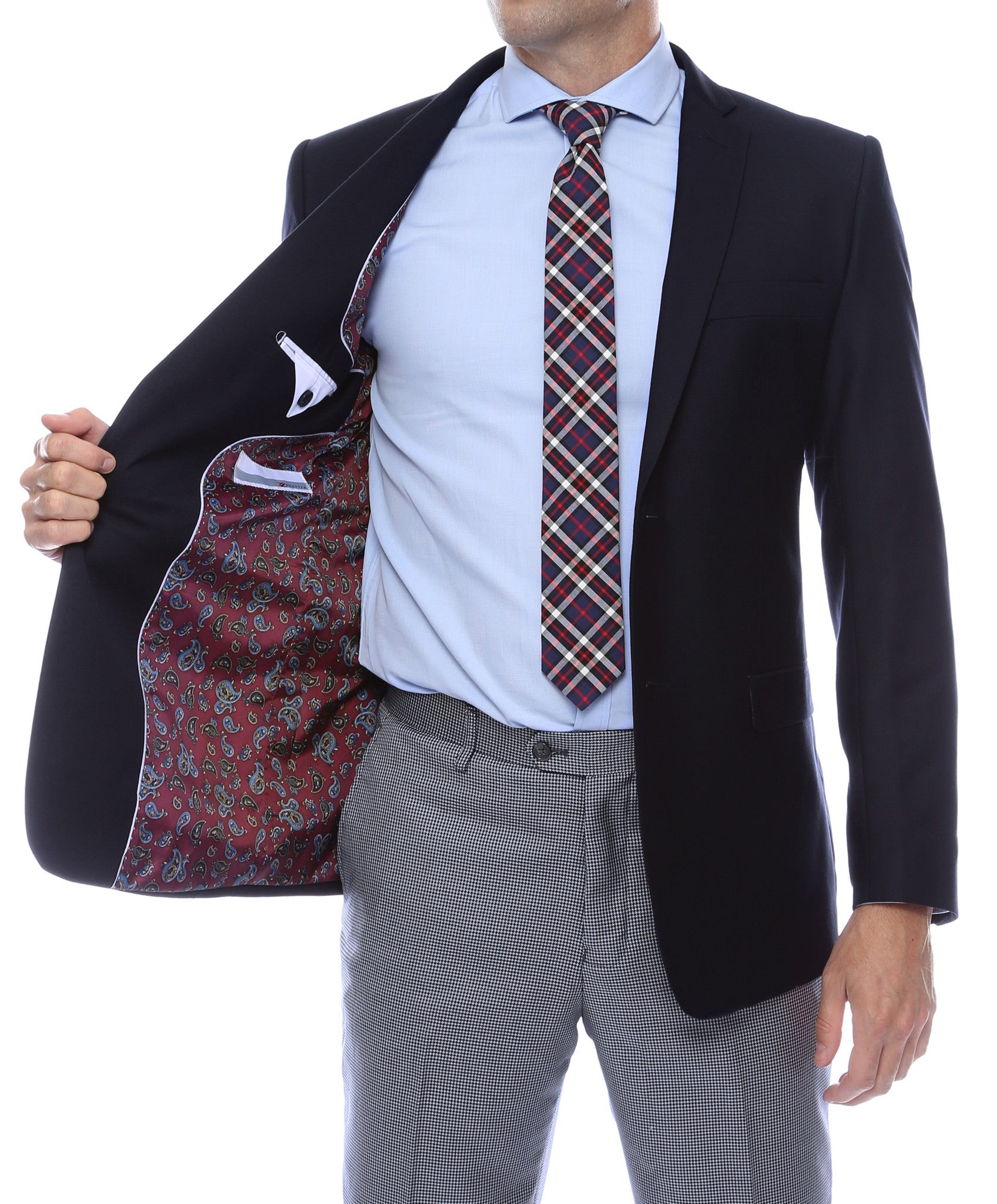 Finn Gold Button Slim Fit Navy Blazer-2