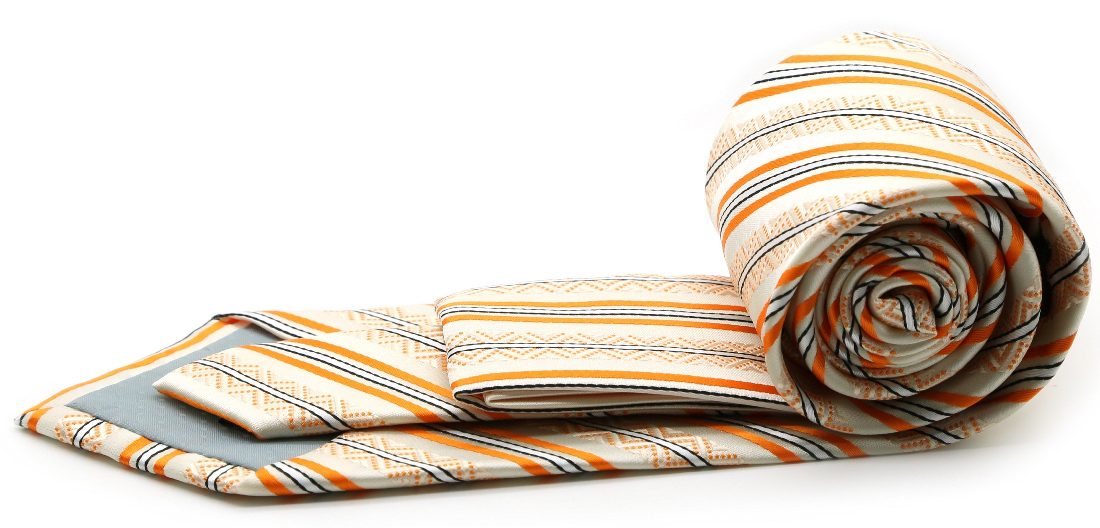 Mens Dads Classic Yellow Striped Pattern Business Casual Necktie & Hanky Set H-9-1