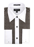 Ferrecci Men's Satine Hi-1022 Brown Circle Pattern Button Down Dress Shirt-0
