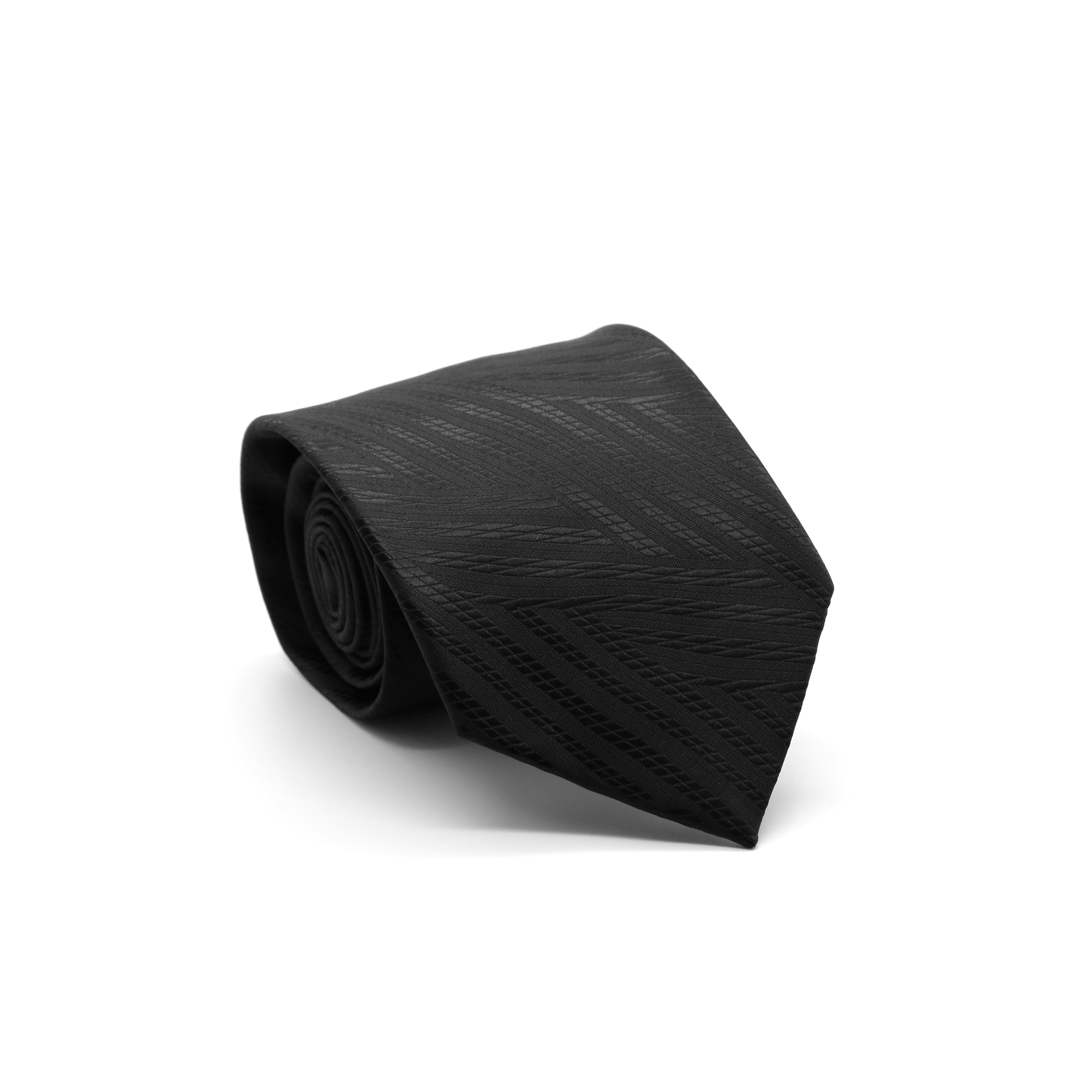 Mens Dads Classic Black Geometric Pattern Business Casual Necktie & Hanky Set IO-3-0