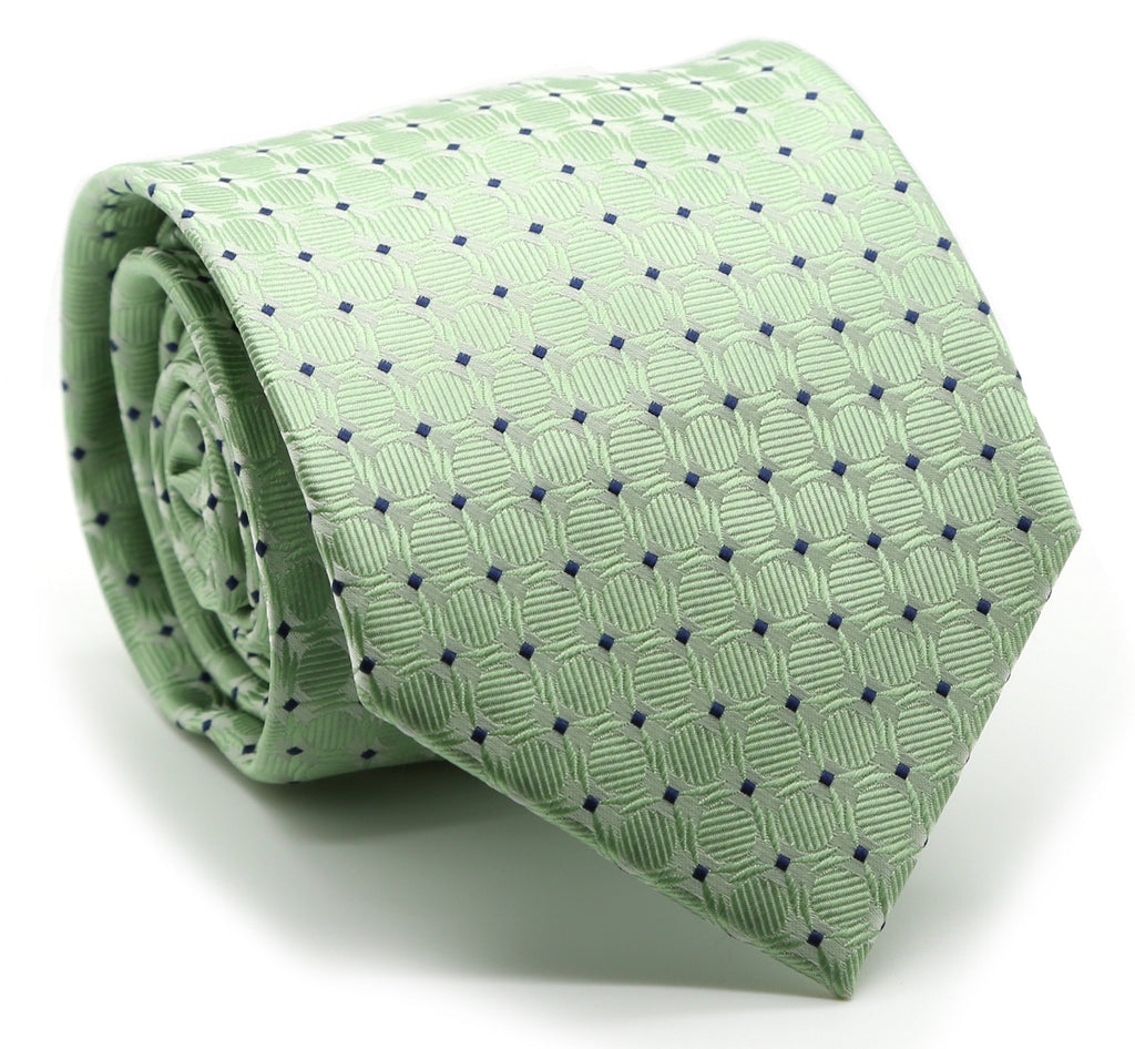 Mens Dads Classic Green Geometric Pattern Business Casual Necktie & Hanky Set K-2-0