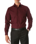 Leo Mens Burgundy Slim Fit Cotton Dress Shirt