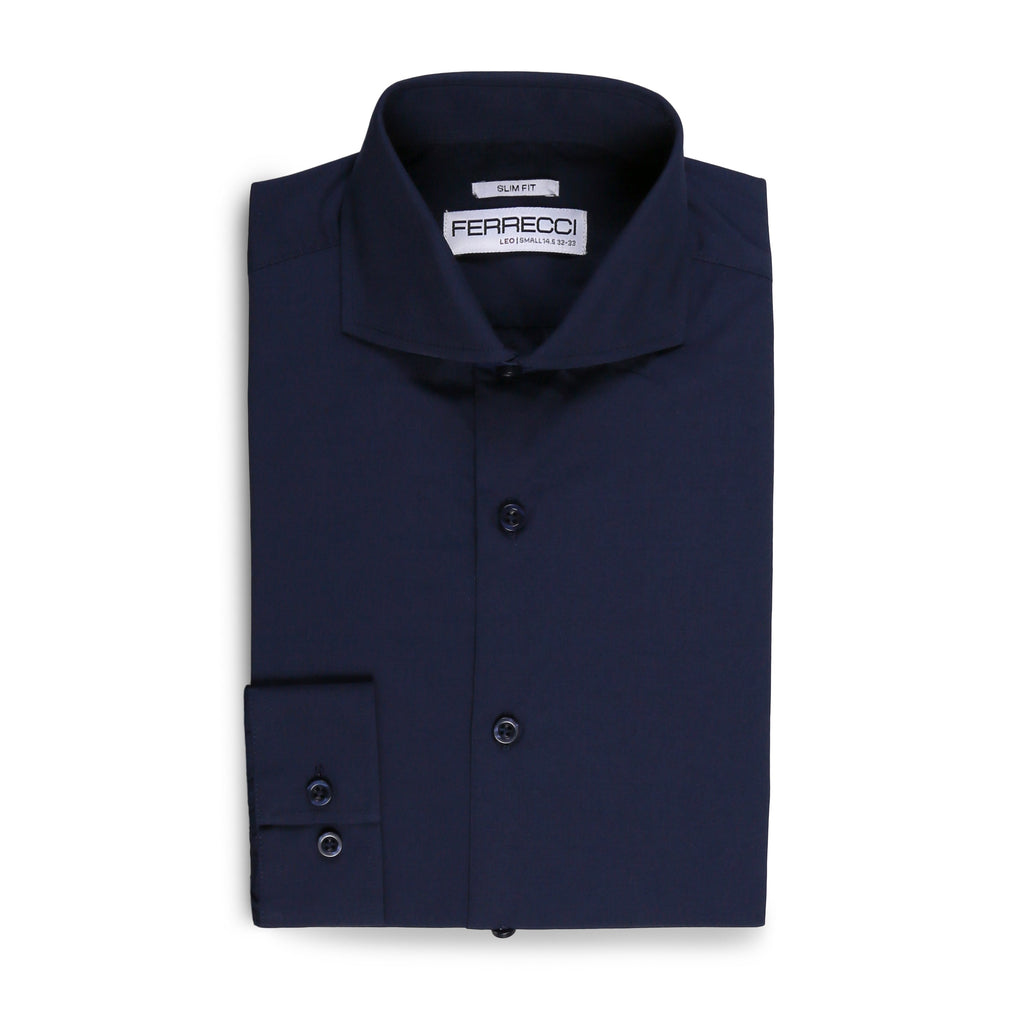 Leo Mens Navy Slim Fit Cotton Dress Shirt-3
