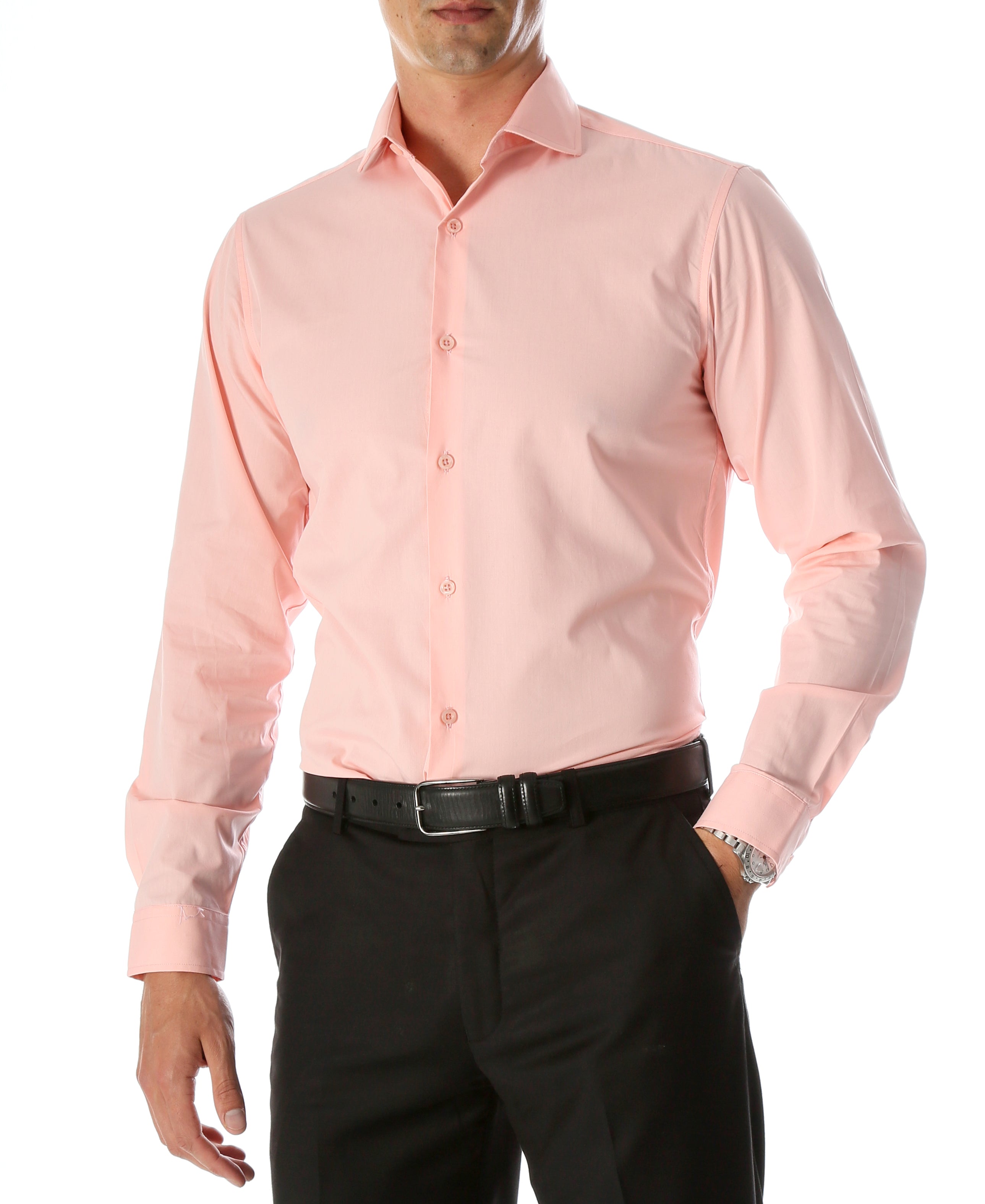 Leo Mens Pink Slim Fit Cotton Dress Shirt-0