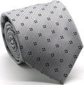 Mens Dads Classic Grey Geometric Pattern Business Casual Necktie & Hanky Set LO-7-0