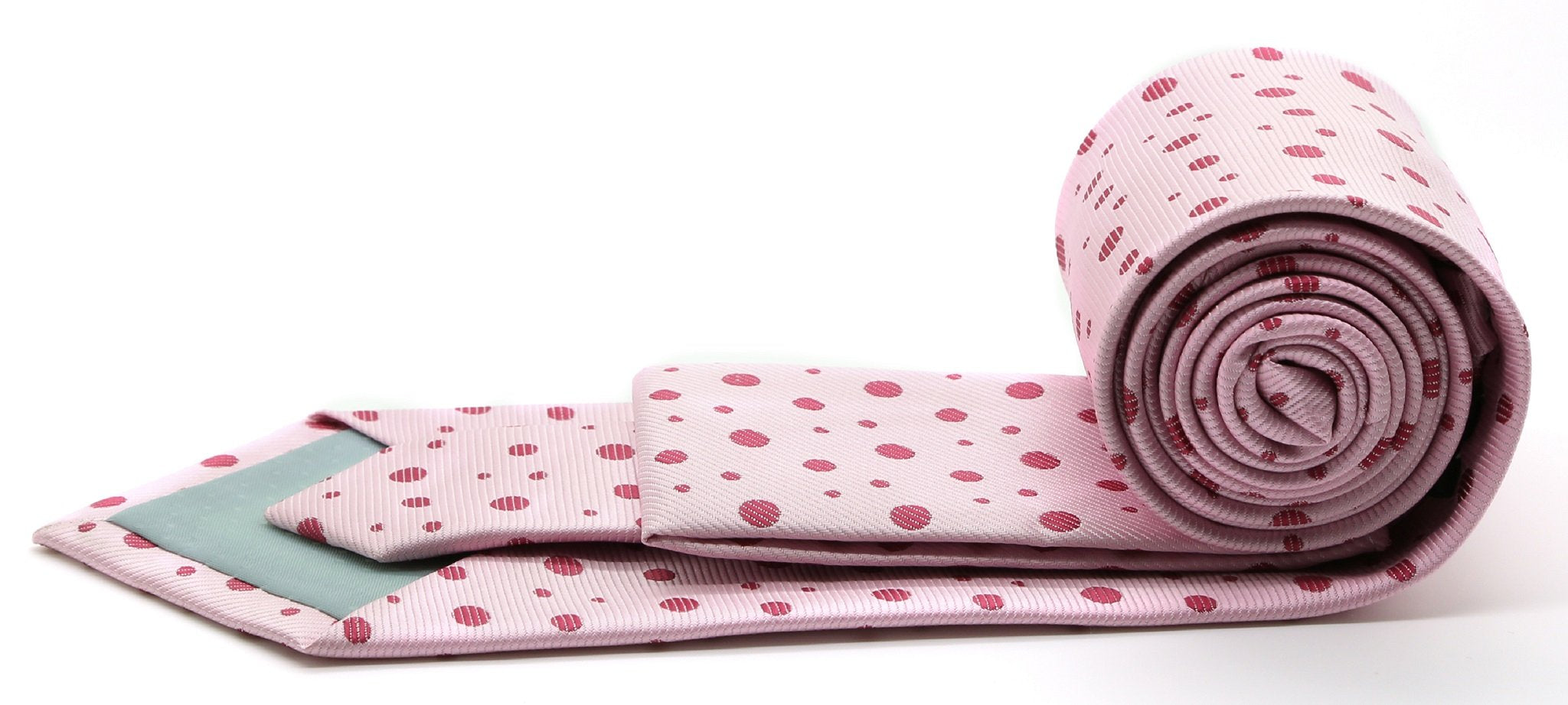 Mens Dads Classic Pink Circle Pattern Business Casual Necktie & Hanky Set MO-1-1