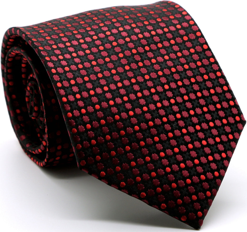 Mens Dads Classic Red Geometric Pattern Business Casual Necktie & Hanky Set P-1-0
