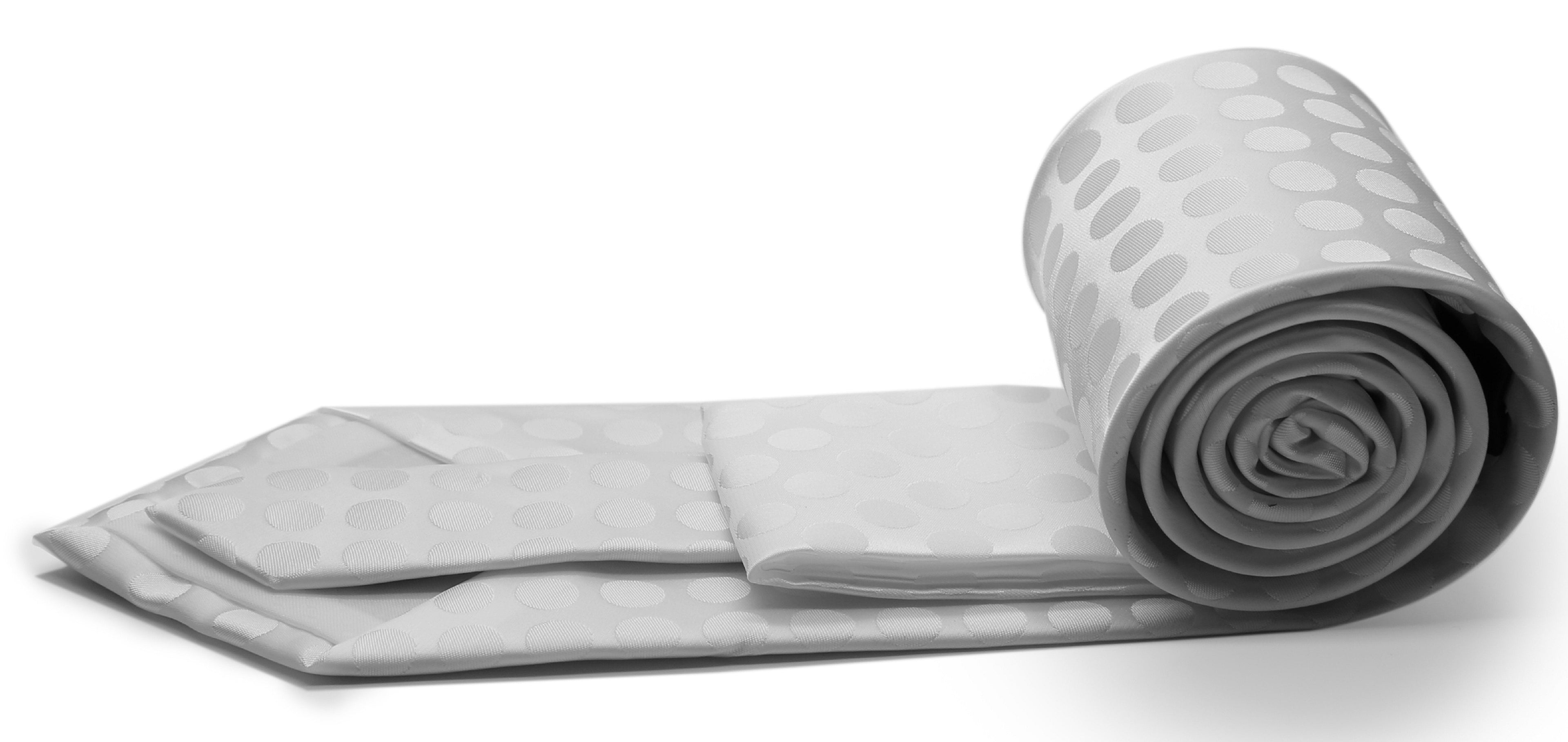 Mens Dads Classic White Circle Pattern Business Casual Necktie & Hanky Set PO-3-1