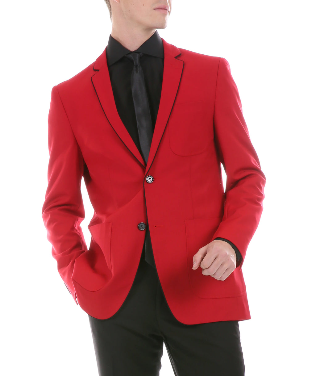 Mens Porter Red Slim Fit Blazer-0