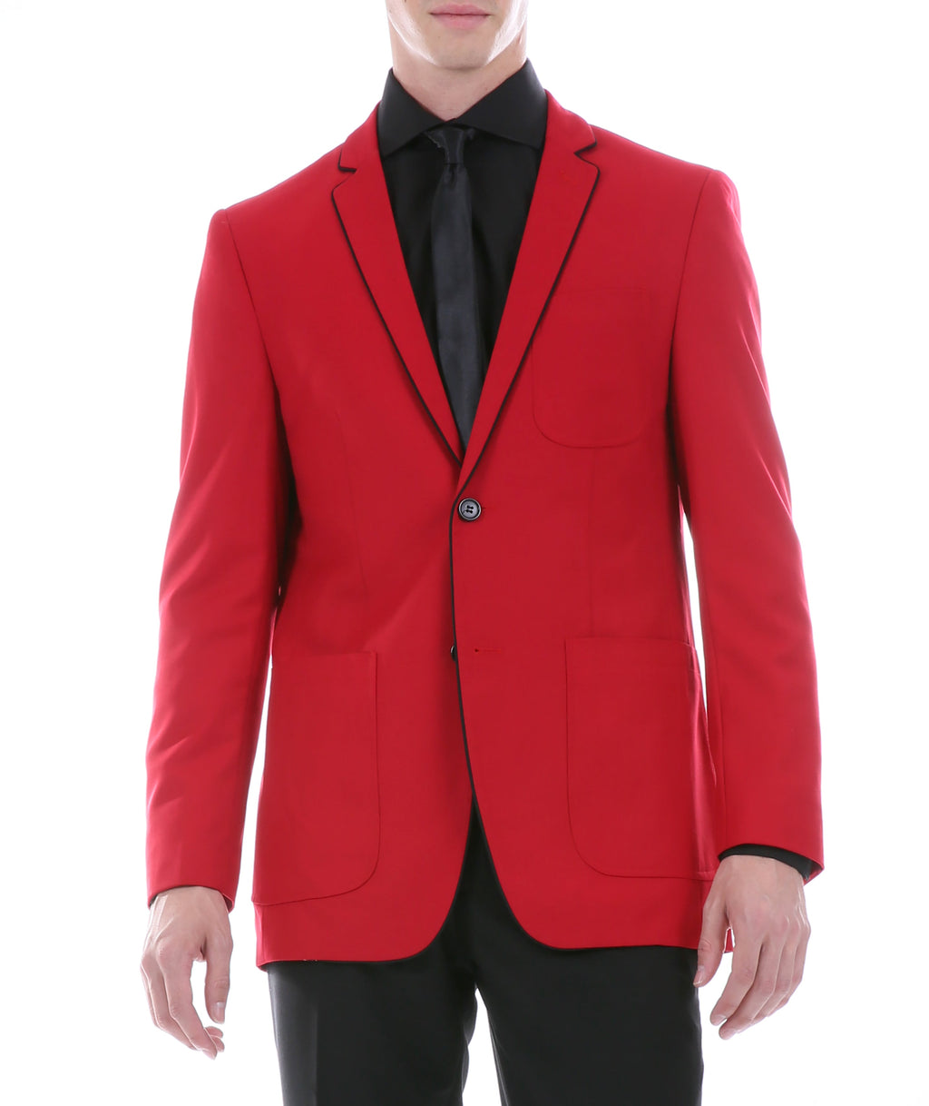 Mens Porter Red Slim Fit Blazer-1