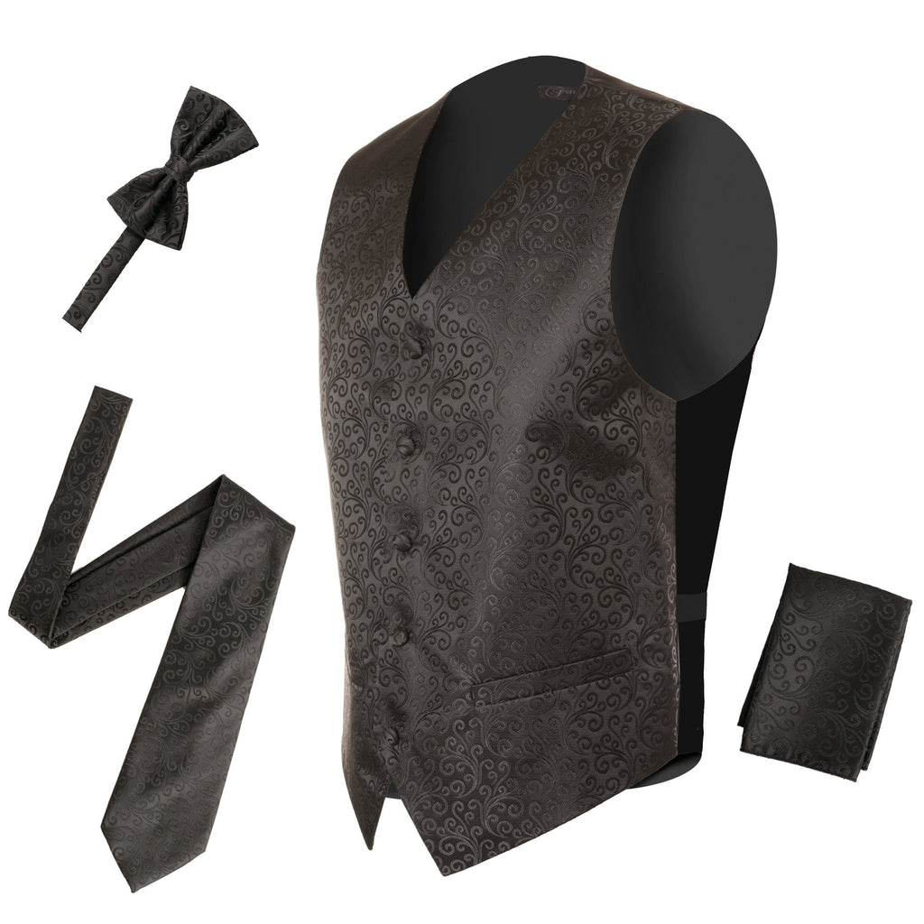 Ferrecci Mens PV50-4 Black with Black Back Vest Set-1