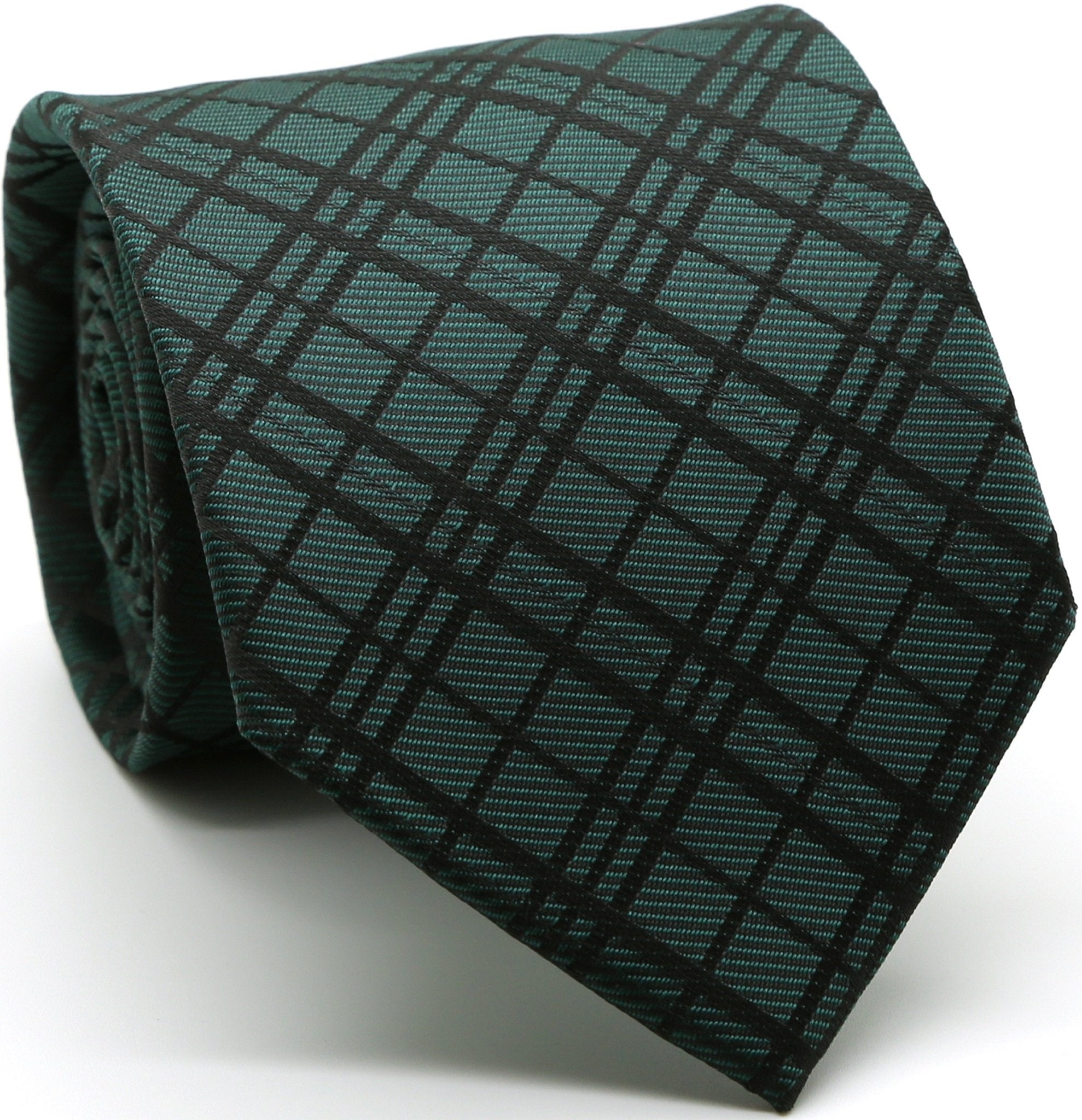 Mens Dads Classic Green Striped Pattern Business Casual Necktie & Hanky Set RO-6-0