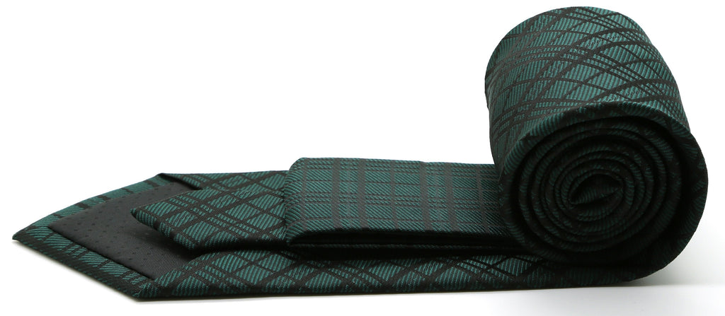 Mens Dads Classic Green Striped Pattern Business Casual Necktie & Hanky Set RO-6-1