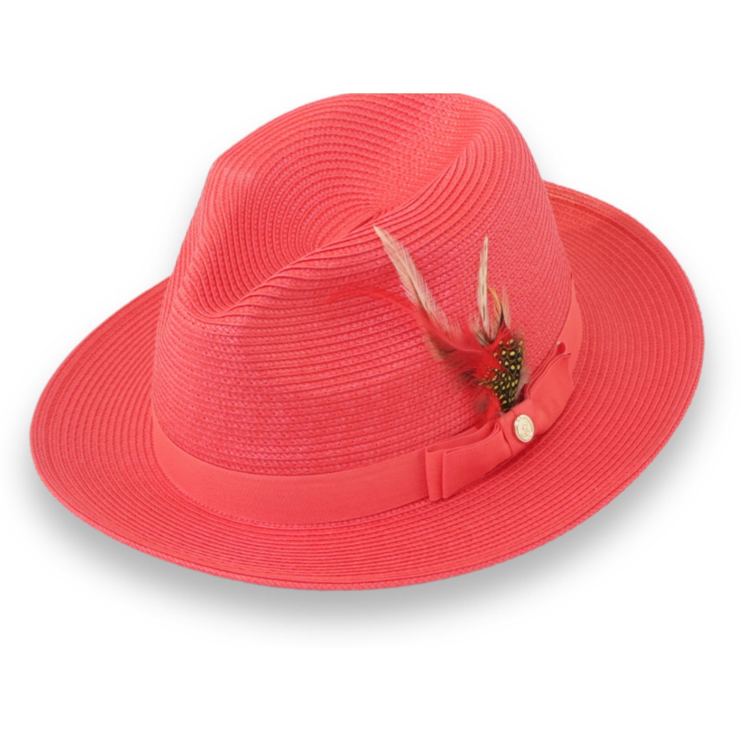 Tapa Crushable Straw Hat Fedora in Red-0