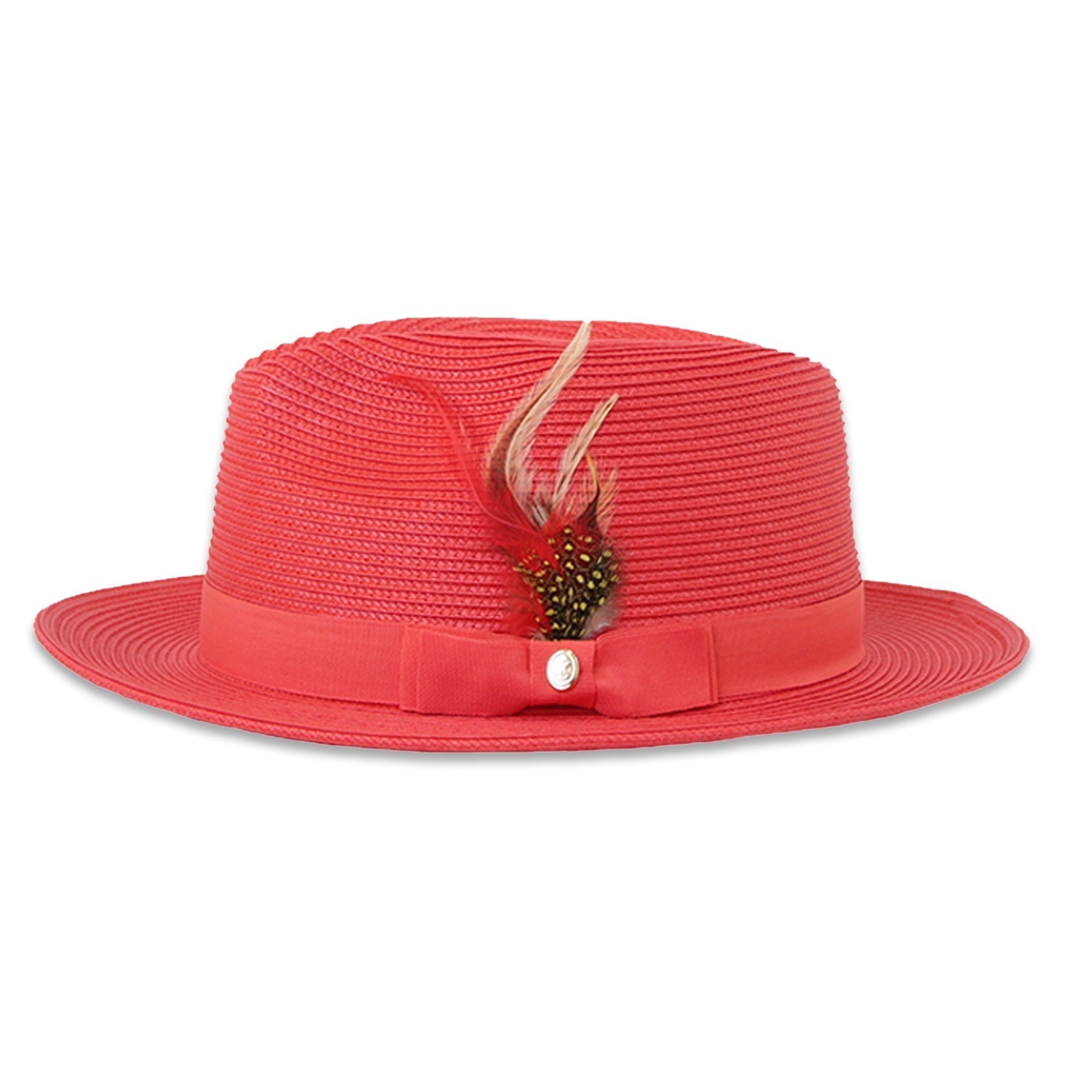 Tapa Crushable Straw Hat Fedora in Red-1