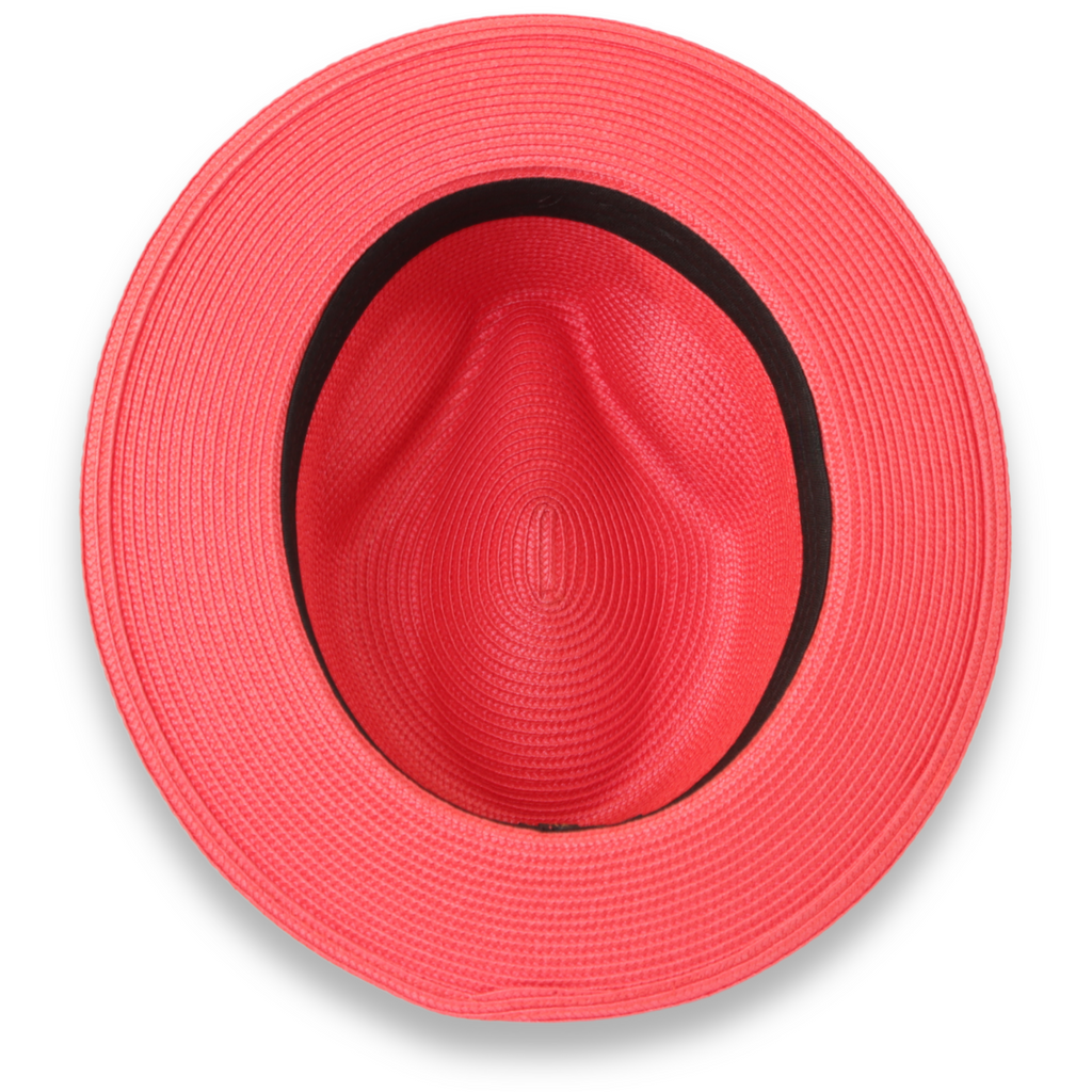 Tapa Crushable Straw Hat Fedora in Red-2