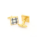 Goldtone White Shell Cuff Links With Jewelry Box-0
