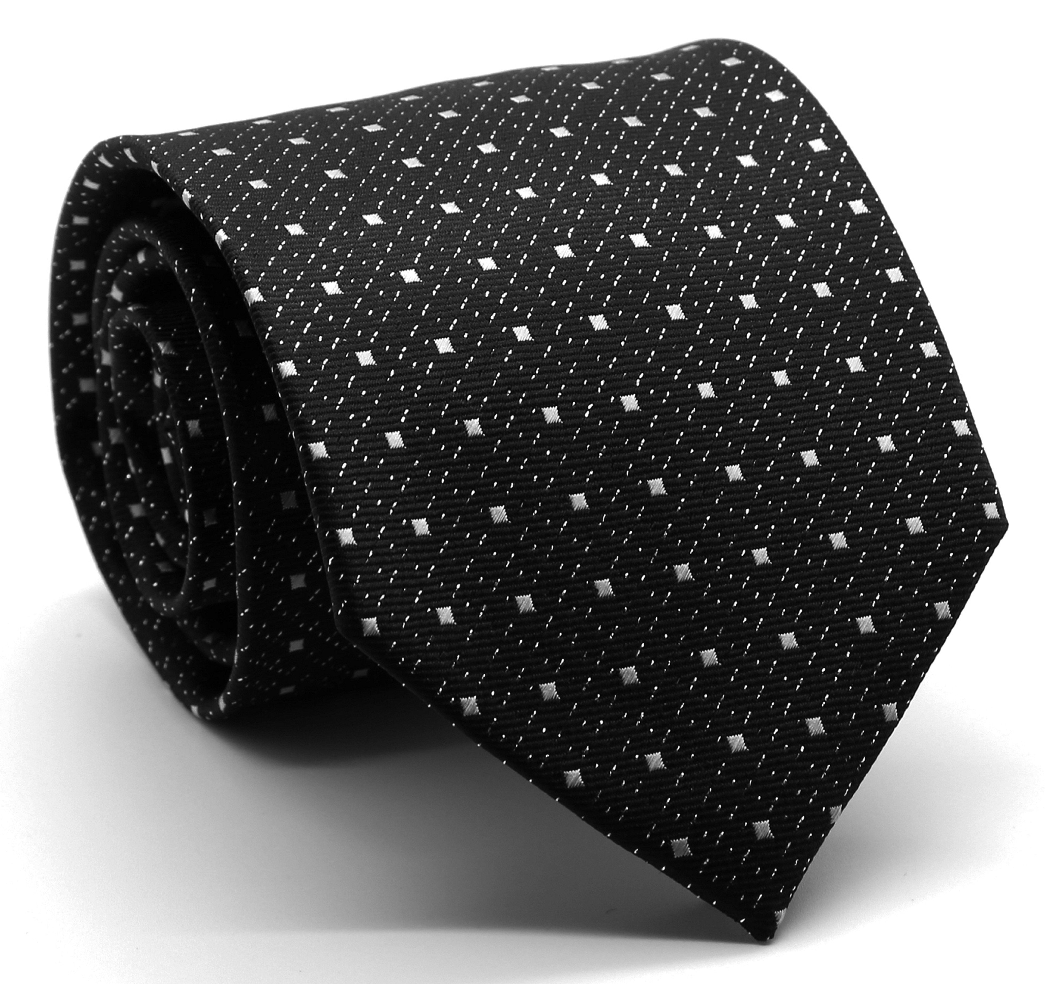 Mens Dads Classic Black Square Pattern Business Casual Necktie & Hanky Set SO-5-0