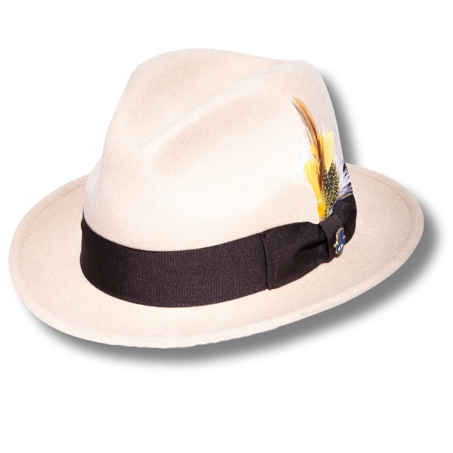 Ferrecci Brooks Trilby Soft 100% Australian Wool Felt Body with Removable Feather Tan Brown Hat-0