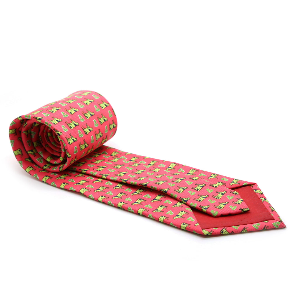 Cow Coral Necktie with Handkerchief Set-1