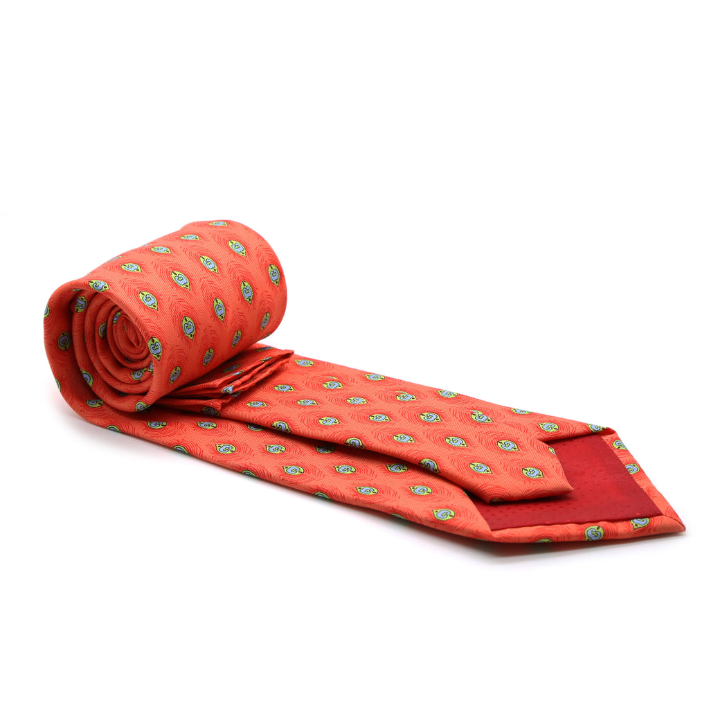 Feather Orange Necktie with Handkerchief Set-1