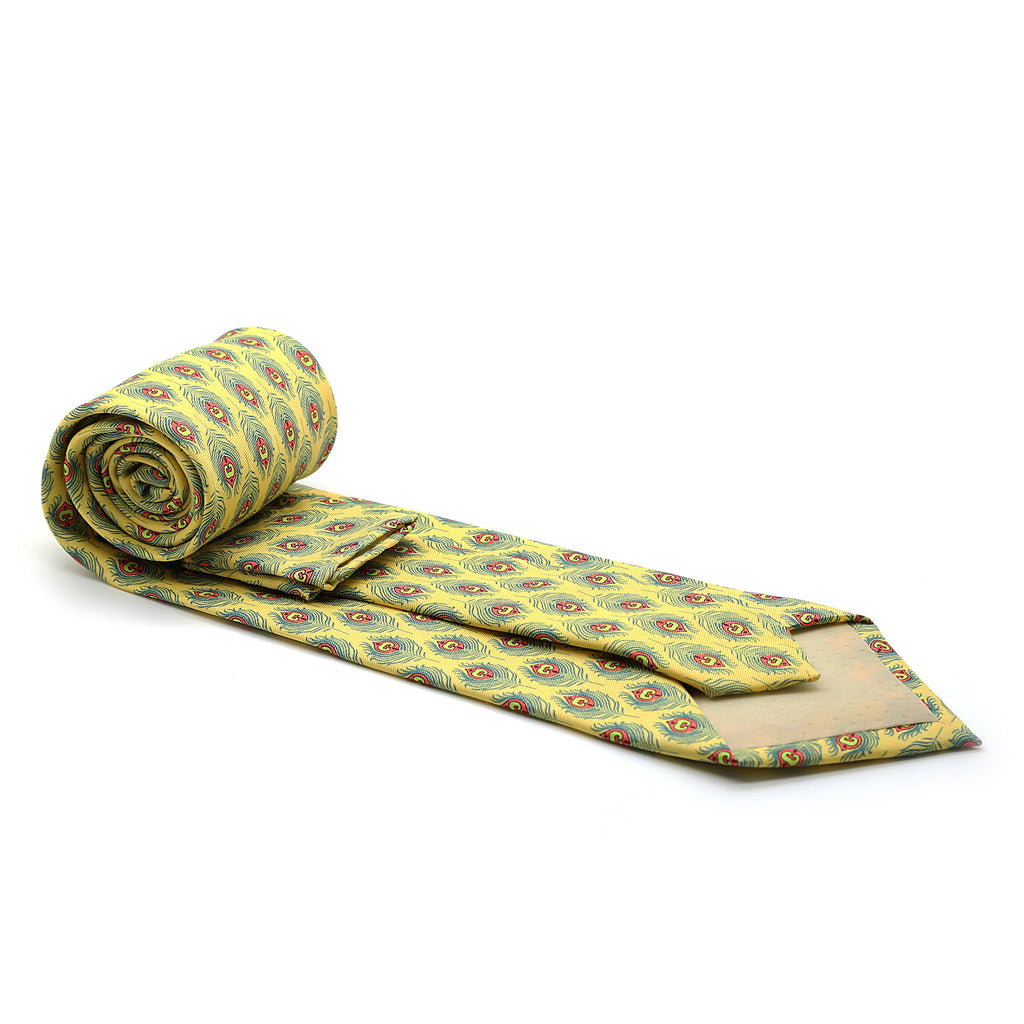Feather Yellow Necktie with Handkerchief Set-1