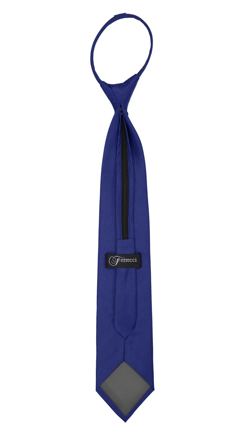 Satine Royal Blue Zipper Tie with Hankie Set-1