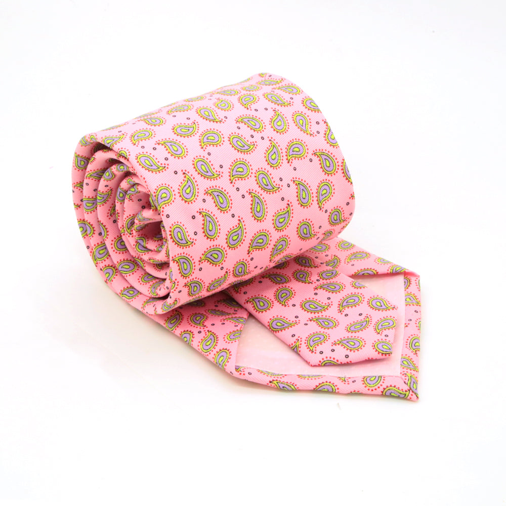 Paisley Pink Necktie with Handkerchief Set-1