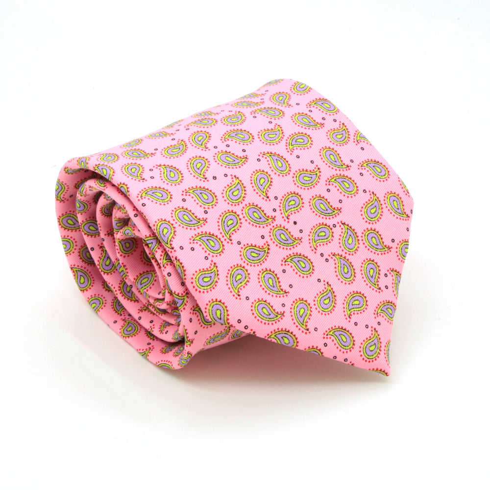 Paisley Pink Necktie with Handkerchief Set-0