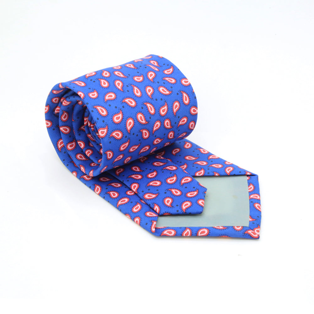 Paisley Royal Blue Necktie with Handkerchief Set-1