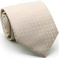 Mens Dads Classic Beige Geometric Pattern Business Casual Necktie & Hanky Set UO-1-0
