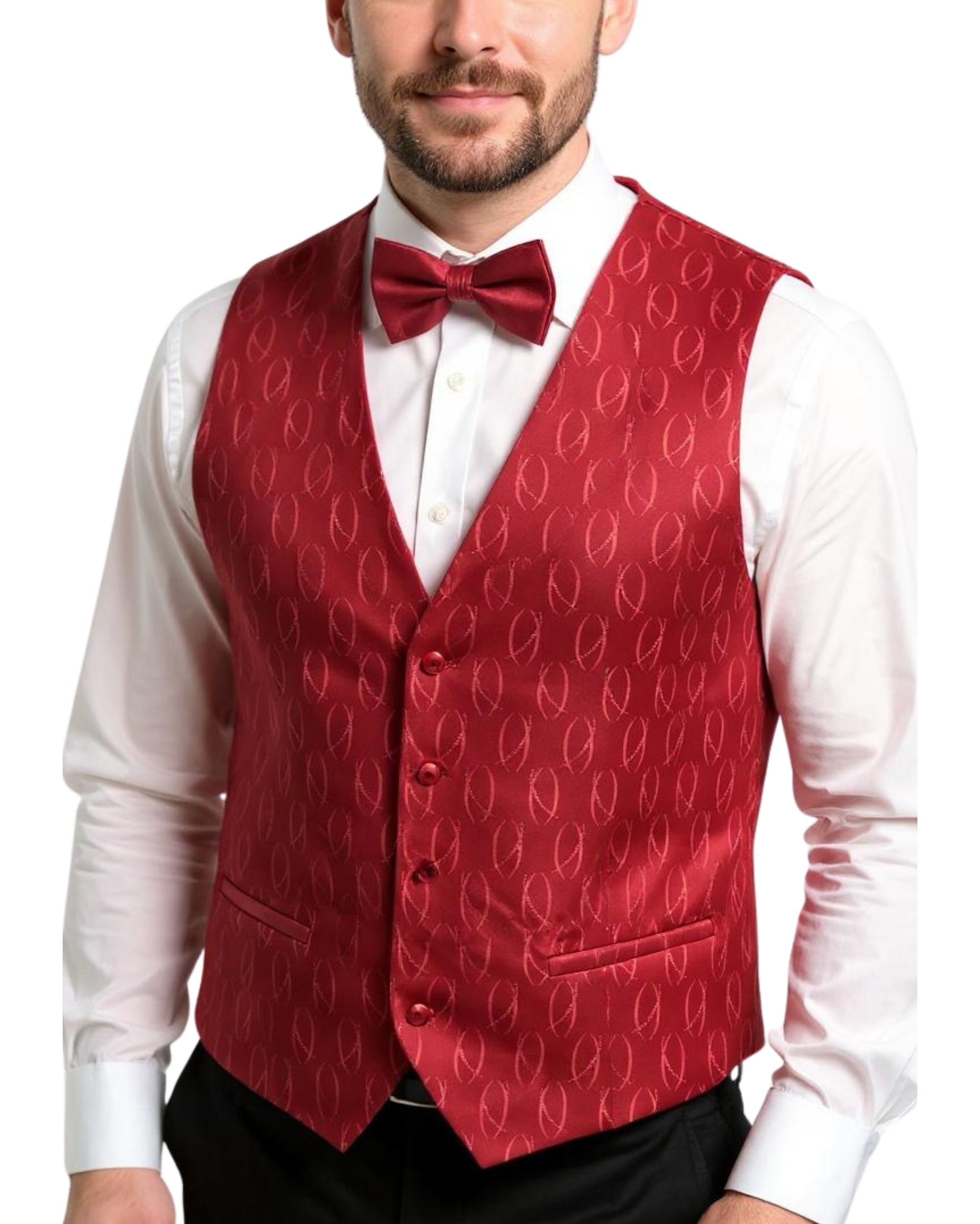 Ferrecci Mens PV100 - Red with Red Back Vest Set-0