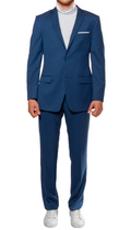 Ferrecci Mens Savannah Indigo Slim Fit 3 Piece Suit-0