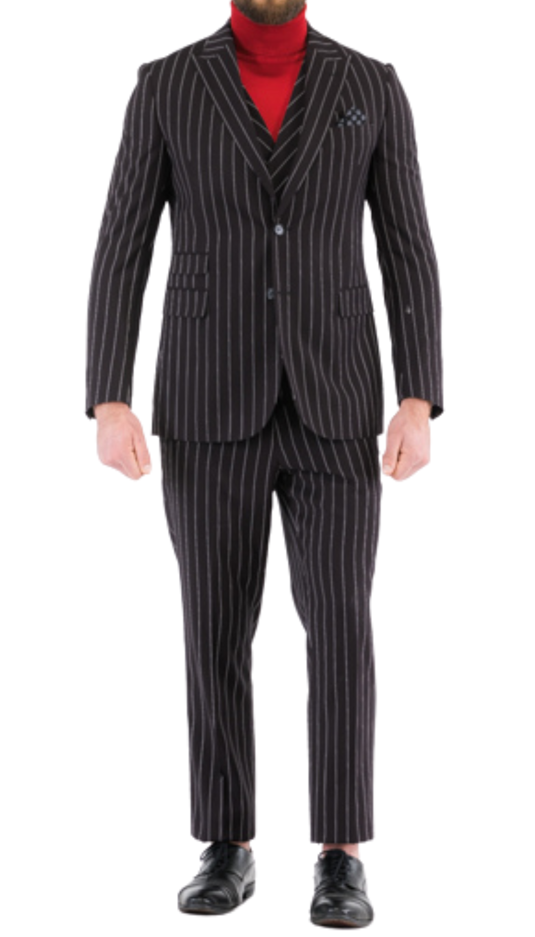 Bellagio Black White Mens 2 Button Slim Peak Lapel Suit With Pick Stitching Ticket Pocket Double Breasted Vest With Shawl Lapel-0