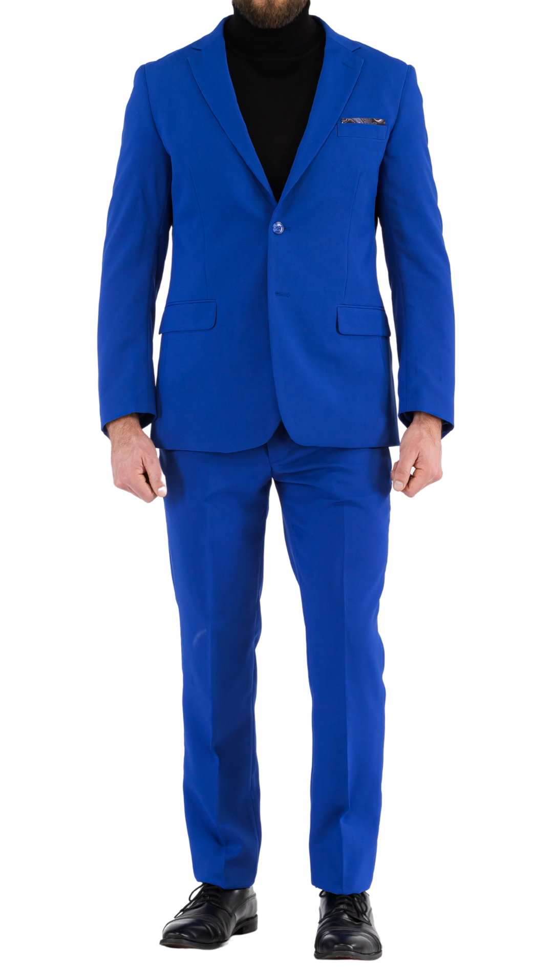 Paul Lorenzo Mens Royal Blue Slim Fit 2 Piece Suit-0