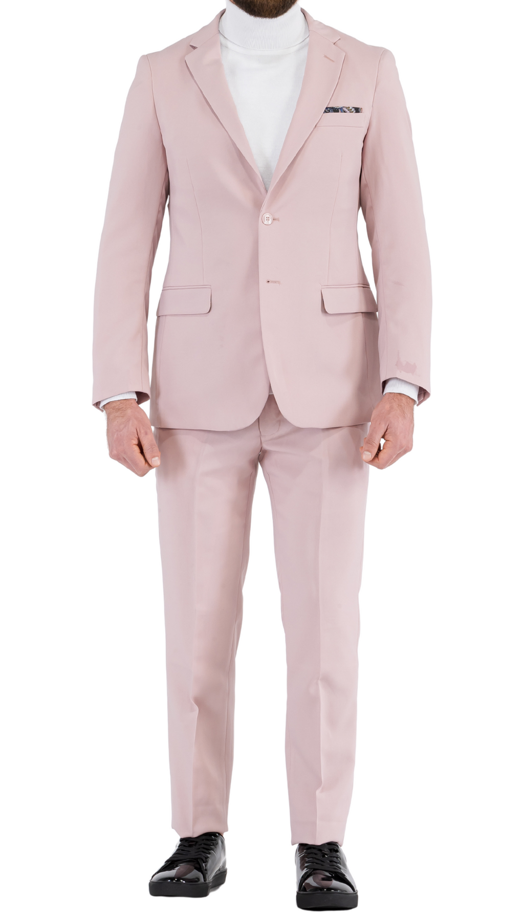 Paul Lorenzo Mens Pale Mauve Slim Fit 2 Piece Suit-0