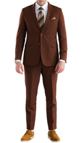 Oslo Brown Slim Fit Notch Lapel 2 Piece Suit-0