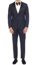 Debonair Navy Slim Fit Peak Lapel 2 Piece Tuxedo Suit Set-0