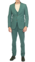 Men's Slim Fit Two Button Hunter Green 2 Button Notch Lapel Seersucker Suit.-0