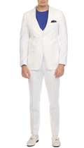 Men's Slim Fit Two Button White Seersucker Suit-0