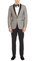 Ferrecci Men's Reno Grey and Black Slim Fit Shawl Lapel 2 Piece Tuxedo Suit Set-0