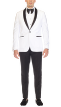 Ferrecci Men's Reno White/Black Slim Fit Shawl Lapel 2 Piece Tuxedo Suit Set-0