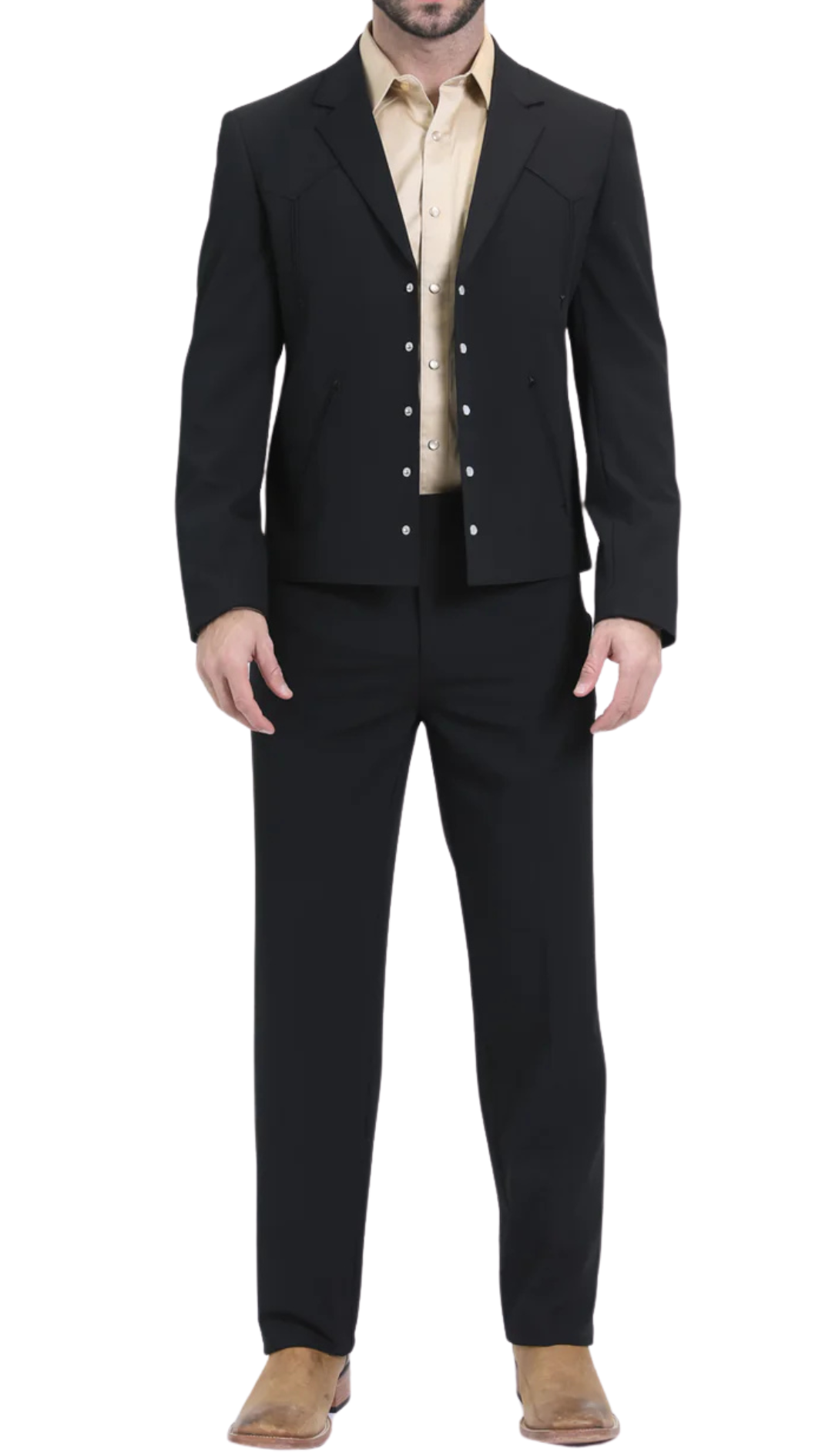 Men's Black Western Suit Set-0