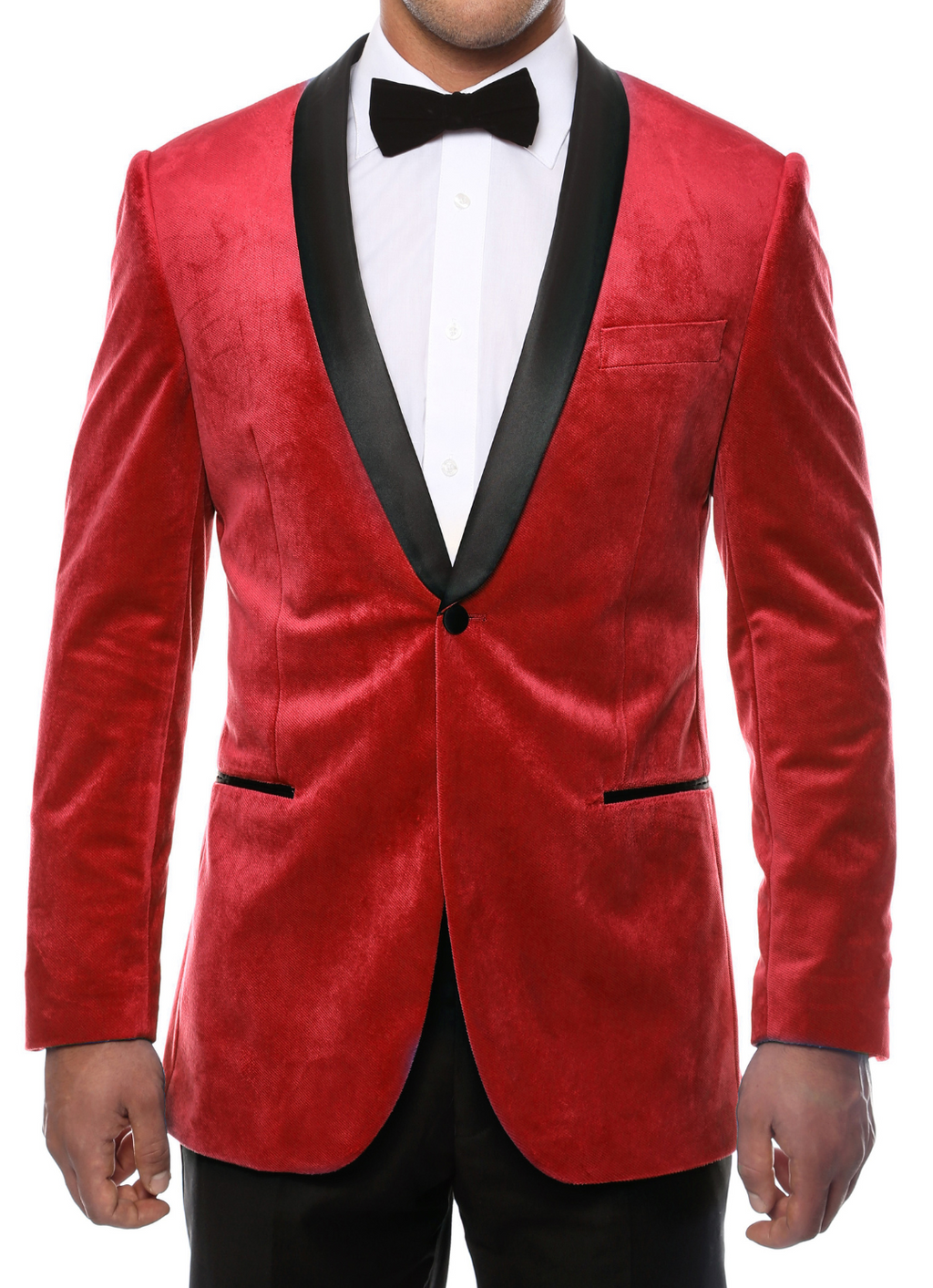 Enzo Red Slim Fit Velvet Shawl Tuxedo Blazer-0
