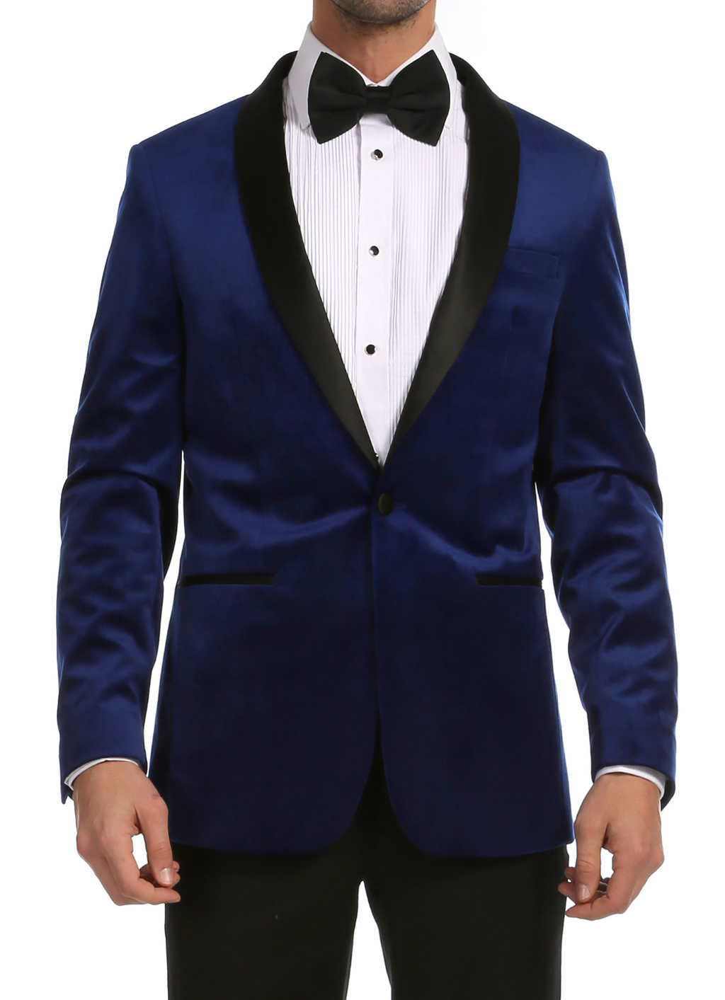 Enzo Indigo Velvet Slim Fit Shawl Lapel Tuxedo Men's Blazer-0