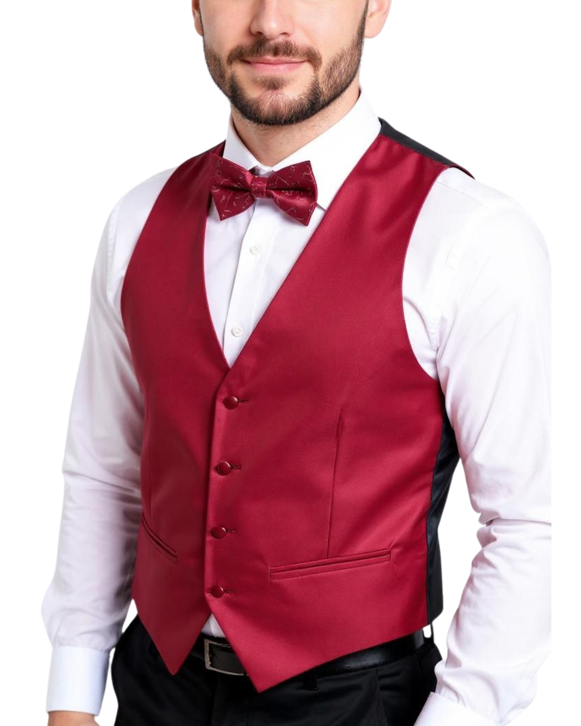 Ferrecci Mens PV450 - Burgundy with Black Back Adjustable Textured Vest Set-0