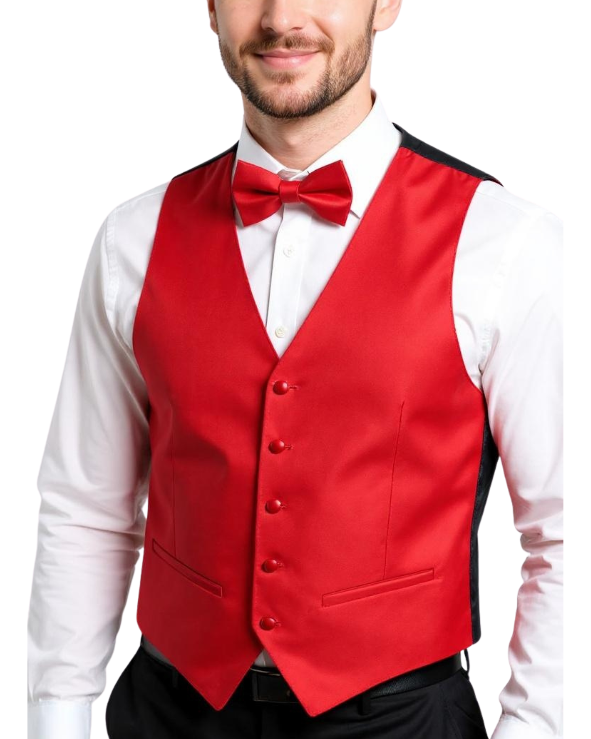 Ferrecci Mens PV450 - Red with Black Back Adjustable Textured Vest Set-0